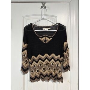 VTG 90's Bette Paige Knit Sweater Boho Festival Y2K Sz M